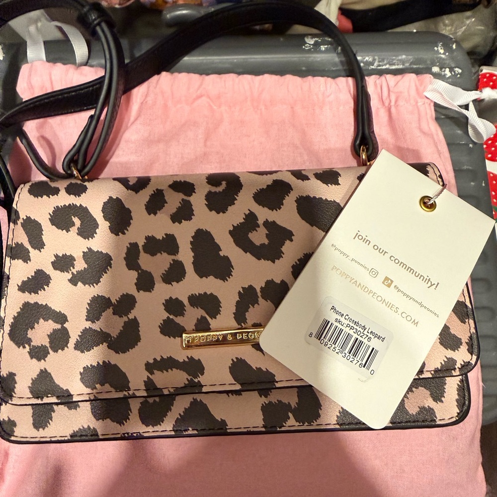 Poppy & Peonies Leopard Print Crossbody Bag